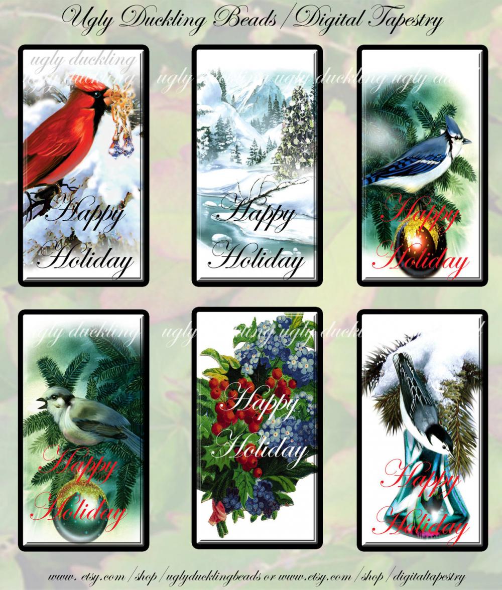 Digital Images Collage Sheet - Clip Art Elements- Digital Scrapbooking- "Happy Holiday" Gift Tag