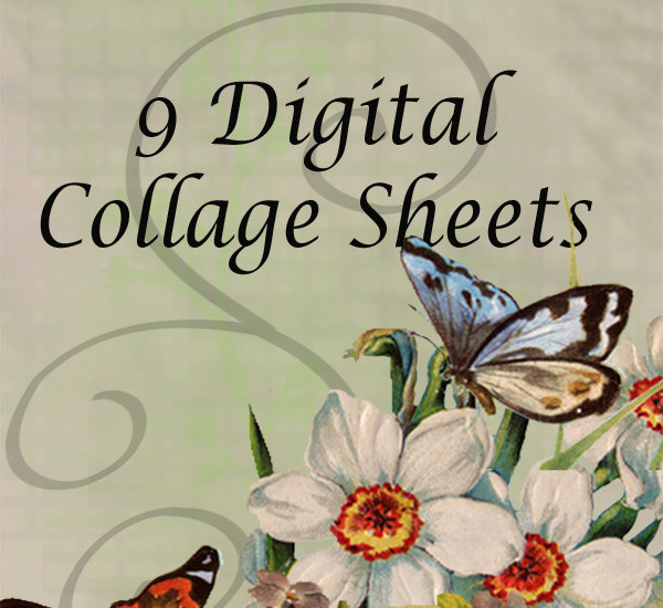 Digital Collage Sheet - Clip Art Elements- Digital Scrapbooking-Best Deal- Choose 9 Collage Sheets