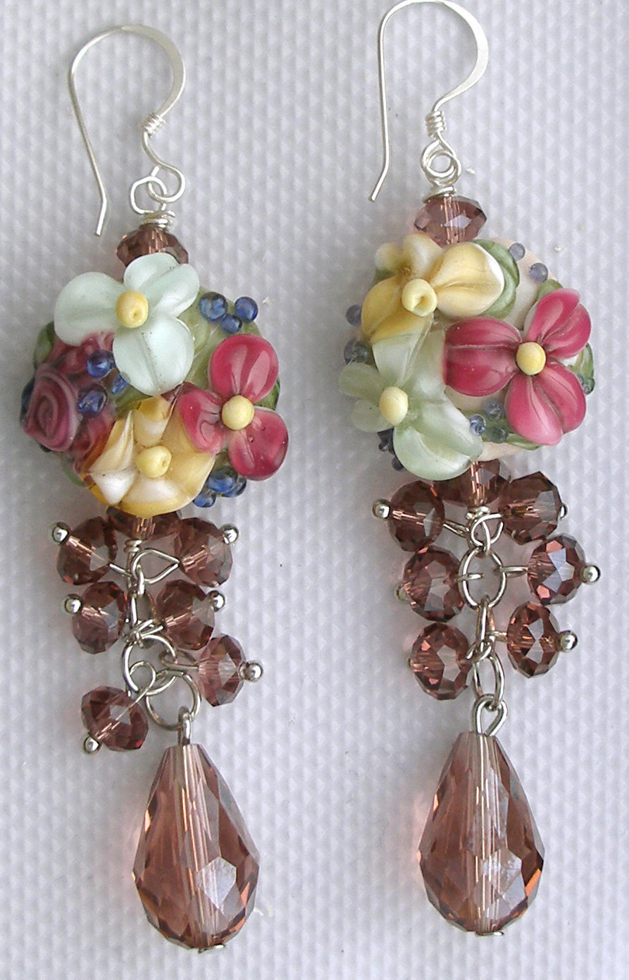 Lampwork Earrings, Handmade Glass Beads, "Dazzling Dangles-Pink"