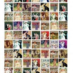 Digital Collage Sheet- Clip Art Elements- 1x1" collage sheet- Digital Scrapbooking- "Art Nouveau Ladies"